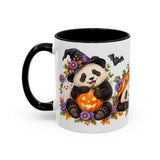 Halloween Panda Mug, Ghost Lanterns, Cute Animal Lover Gift, Watercolor Ceramic Coffee Cup, 11oz 15oz — 11oz / Black — left