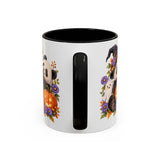Halloween Panda Mug, Ghost Lanterns, Cute Animal Lover Gift, Watercolor Ceramic Coffee Cup, 11oz 15oz — 11oz / Black — back