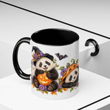 Halloween Panda Mug, Ghost Lanterns, Cute Animal Lover Gift, Watercolor Ceramic Coffee Cup, 11oz 15oz — 11oz / Black — context-2