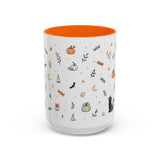 Halloween Party Mug — Ghost Black Cat Candy Watercolor Gift — Accent Cup 11oz 15oz — Front view — Photo 13