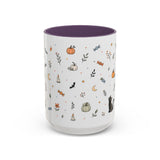 Halloween Party Mug — Ghost Black Cat Candy Watercolor Gift — Accent Cup 11oz 15oz — Front view — Photo 17
