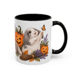 Halloween Rabbit Mug, Witch Garden, Cute Animal Lover Gift, Watercolor Ceramic Coffee Cup, 11oz 15oz — 11oz / Black — right