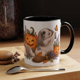 Halloween Rabbit Mug, Witch Garden, Cute Animal Lover Gift, Watercolor Ceramic Coffee Cup, 11oz 15oz — 11oz / Black — context-1