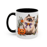 Halloween Ragdoll Cat Mug, Little Ghost Party, Cute Animal Lover Gift, Watercolor Ceramic Coffee Cup, 11oz 15oz — 11oz / Black — left
