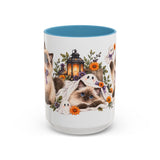 Halloween Ragdoll Cat Mug, Little Ghost Party, Cute Animal Lover Gift, Watercolor Ceramic Coffee Cup, 11oz 15oz — 15oz / Light Blue — front