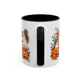 Halloween Ragdoll Cat Mug, Little Ghost Party, Cute Animal Lover Gift, Watercolor Ceramic Coffee Cup, 11oz 15oz — 11oz / Black — back