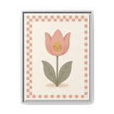 Happy Tulip Framed Nursery Canvas, Storybook Kids Room Wall Art, 12x16 18x24 — Front view — Photo 6
