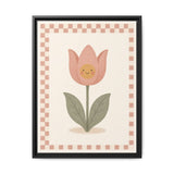 Happy Tulip Framed Nursery Canvas, Storybook Kids Room Wall Art, 12x16 18x24 — Front view — Photo 2