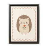 Hedgehog Flower Framed Nursery Canvas, Storybook Kids Room Wall Art, 12x16 18x24 — Front view — Photo 3