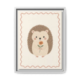 Hedgehog Flower Framed Nursery Canvas, Storybook Kids Room Wall Art, 12x16 18x24 — Front view — Photo 4