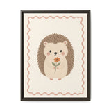 Hedgehog Flower Framed Nursery Canvas, Storybook Kids Room Wall Art, 12x16 18x24 — Front view — Photo 5