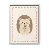Hedgehog Flower Framed Nursery Canvas, Storybook Kids Room Wall Art, 12x16 18x24 — Front view — Photo 6