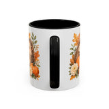 Hedgehog Mug, Autumn Acorns, Cute Watercolor Animal Coffee Cup, Hedgehog Lover Gift, 11oz 15oz Ceramic Accent Mug — 11oz / Black — back