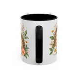 Hedgehog Mug, Daisy Meadow, Cute Watercolor Animal Coffee Cup, Hedgehog Lover Gift, 11oz 15oz Ceramic Accent Mug — 11oz / Black — back