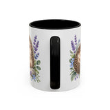 Hedgehog Mug, Lavender Nap, Cute Watercolor Animal Coffee Cup, Hedgehog Lover Gift, 11oz 15oz Ceramic Accent Mug — 11oz / Black — back