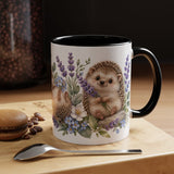 Hedgehog Mug, Lavender Nap, Cute Watercolor Animal Coffee Cup, Hedgehog Lover Gift, 11oz 15oz Ceramic Accent Mug — 11oz / Black — context-1