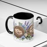 Hedgehog Mug, Lavender Nap, Cute Watercolor Animal Coffee Cup, Hedgehog Lover Gift, 11oz 15oz Ceramic Accent Mug — 11oz / Black — context-2