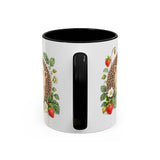Hedgehog Mug, Strawberry Day, Cute Watercolor Animal Coffee Cup, Hedgehog Lover Gift, 11oz 15oz Ceramic Accent Mug — 11oz / Black — back