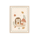 Hedgehog Mushrooms Framed Nursery Poster, Storybook Kids Room Wall Art, A4 A3 Size — Front view — Photo 2
