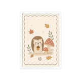 Hedgehog Mushrooms Framed Nursery Poster, Storybook Kids Room Wall Art, A4 A3 Size — Front view — Photo 6