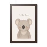 Hello Baby Koala Framed Nursery Poster — Storybook Wall Art — Kids Room Decor — Black Walnut White Frame — 16x24 20x30 — Front view — Photo 4