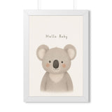 Hello Baby Koala Framed Nursery Poster — Storybook Wall Art — Kids Room Decor — Black Walnut White Frame — 16x24 20x30 — Front view — Photo 5