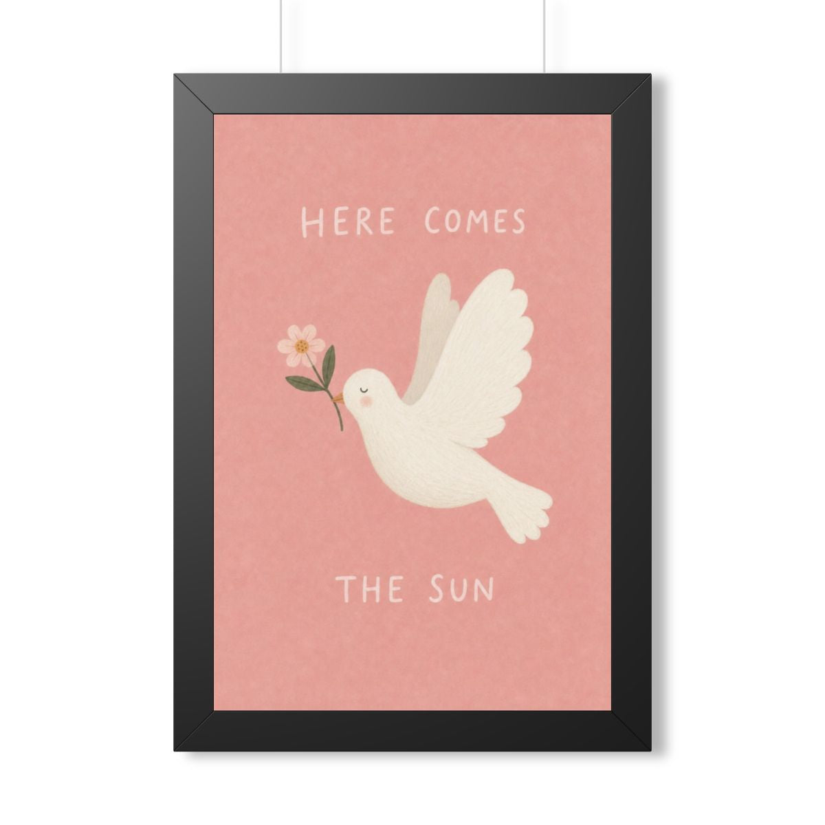 Here Comes the Sun Dove Framed Nursery Poster | Storybook Wall Art | Kids Room Decor | Black Walnut White Frame | 16x24 20x30 — 6ad86fe1931ebbf89508eba9_69668_124096_front