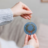 Holly Christmas Wreath Ceramic Ornament, Double Sided Round Christmas Decoration, Holiday Keepsake Gift — Product view — Photo 10
