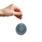 Holly Christmas Wreath Ceramic Ornament, Double Sided Round Christmas Decoration, Holiday Keepsake Gift — Product view — Photo 9