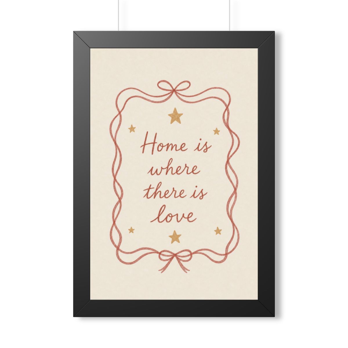 Home Is Where Love Is Framed Nursery Poster — Storybook Wall Art — Kids Room Decor — Black Walnut White Frame — 16x24 20x30 — Front view — Photo 1