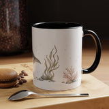 Humpback Whale Calf Accent Mug | Watercolor Nature Coffee Cup | 11oz 15oz Ocean Wildlife Gift — 11oz / Black — context-1