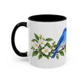 Idaho State Bird and Flower Mug, Watercolor Botanical Coffee Cup, Nature Lover Gift, 11oz 15oz Accent Mug — 11oz / Black — left