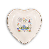 Istanbul Ceramic Ring Dish, Gold Rim Trinket Tray, Jewelry Holder Gift, Round Wavy Round Heart — Front view — Photo 3
