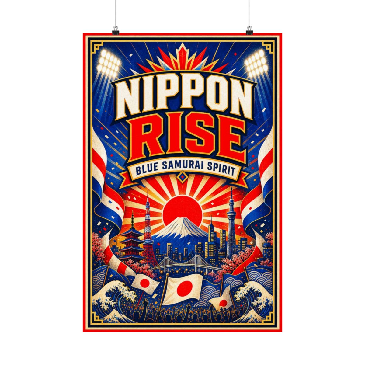 Japan Soccer Poster — Rally Fan Art Print — Soccer Wall Decor — Front view — Photo 1