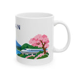 Japan Travel Souvenir Mug — Fuji & Cherry Blossoms — Soccer Fan Gift — White Ceramic 11oz 15oz — Right view — Photo 5