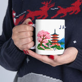 Japan Travel Souvenir Mug — Fuji & Cherry Blossoms — Soccer Fan Gift — White Ceramic 11oz 15oz — Product view — Photo 13
