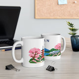 Japan Travel Souvenir Mug — Fuji & Cherry Blossoms — Soccer Fan Gift — White Ceramic 11oz 15oz — Product view — Photo 7