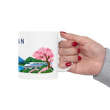 Japan Travel Souvenir Mug — Fuji & Cherry Blossoms — Soccer Fan Gift — White Ceramic 11oz 15oz — Product view — Photo 14