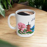 Japan Travel Souvenir Mug — Fuji & Cherry Blossoms — Soccer Fan Gift — White Ceramic 11oz 15oz — Product view — Photo 10