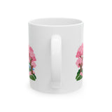 Japan Travel Souvenir Mug — Fuji & Cherry Blossoms — Soccer Fan Gift — White Ceramic 11oz 15oz — Back view — Photo 3