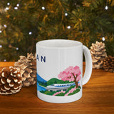 Japan Travel Souvenir Mug — Fuji & Cherry Blossoms — Soccer Fan Gift — White Ceramic 11oz 15oz — Product view — Photo 11