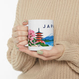 Japan Travel Souvenir Mug — Fuji & Cherry Blossoms — Soccer Fan Gift — White Ceramic 11oz 15oz — Product view — Photo 12