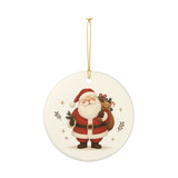 Jolly Santa Claus Ceramic Ornament, Double Sided Round Christmas Decoration, Holiday Keepsake Gift — Product view — Photo 4