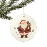 Jolly Santa Claus Ceramic Ornament, Double Sided Round Christmas Decoration, Holiday Keepsake Gift — Product view — Photo 8