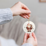 Jolly Santa Claus Ceramic Ornament, Double Sided Round Christmas Decoration, Holiday Keepsake Gift — Product view — Photo 10