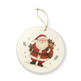 Jolly Santa Claus Ceramic Ornament, Double Sided Round Christmas Decoration, Holiday Keepsake Gift — Product view — Photo 5