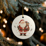 Jolly Santa Claus Ceramic Ornament, Double Sided Round Christmas Decoration, Holiday Keepsake Gift — Lifestyle view — Photo 7