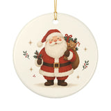 Jolly Santa Claus Ceramic Ornament, Double Sided Round Christmas Decoration, Holiday Keepsake Gift — Back view — Photo 2