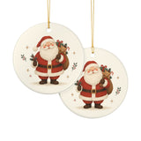 Jolly Santa Claus Ceramic Ornament, Double Sided Round Christmas Decoration, Holiday Keepsake Gift — Product view — Photo 6