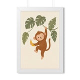 Jungle Monkey Banana Framed Nursery Wall Art, Storybook Kids Room Decor, 16x24 20x30 Poster — Front view — Photo 5